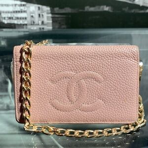 Authentic Chanel CC Blush Caviar Key Case